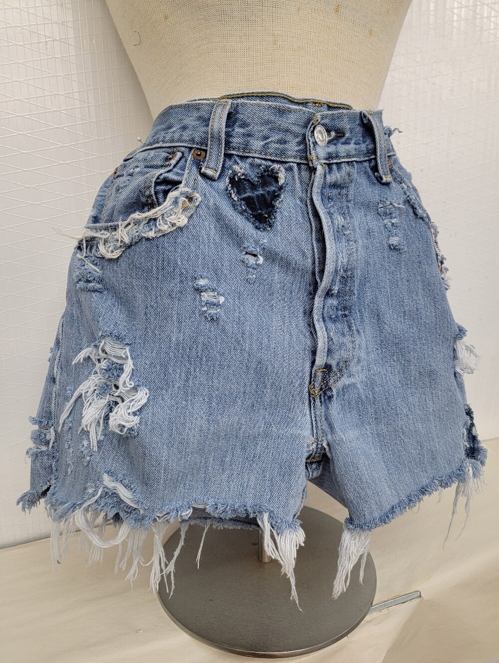 501 Levi's Button Fly Jean Shorts - Upcycled Boho Hippie